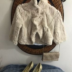 Fur Cocktail Jacket w/ Nina Gold Diamond Shoes